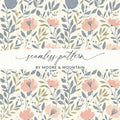 Floral Seamless Pattern, Digital Paper Pack, Flowers Leaves, Commercial Use, Print on Demand, 12x12 JPEG, Floral Digital - Moore and Mountain