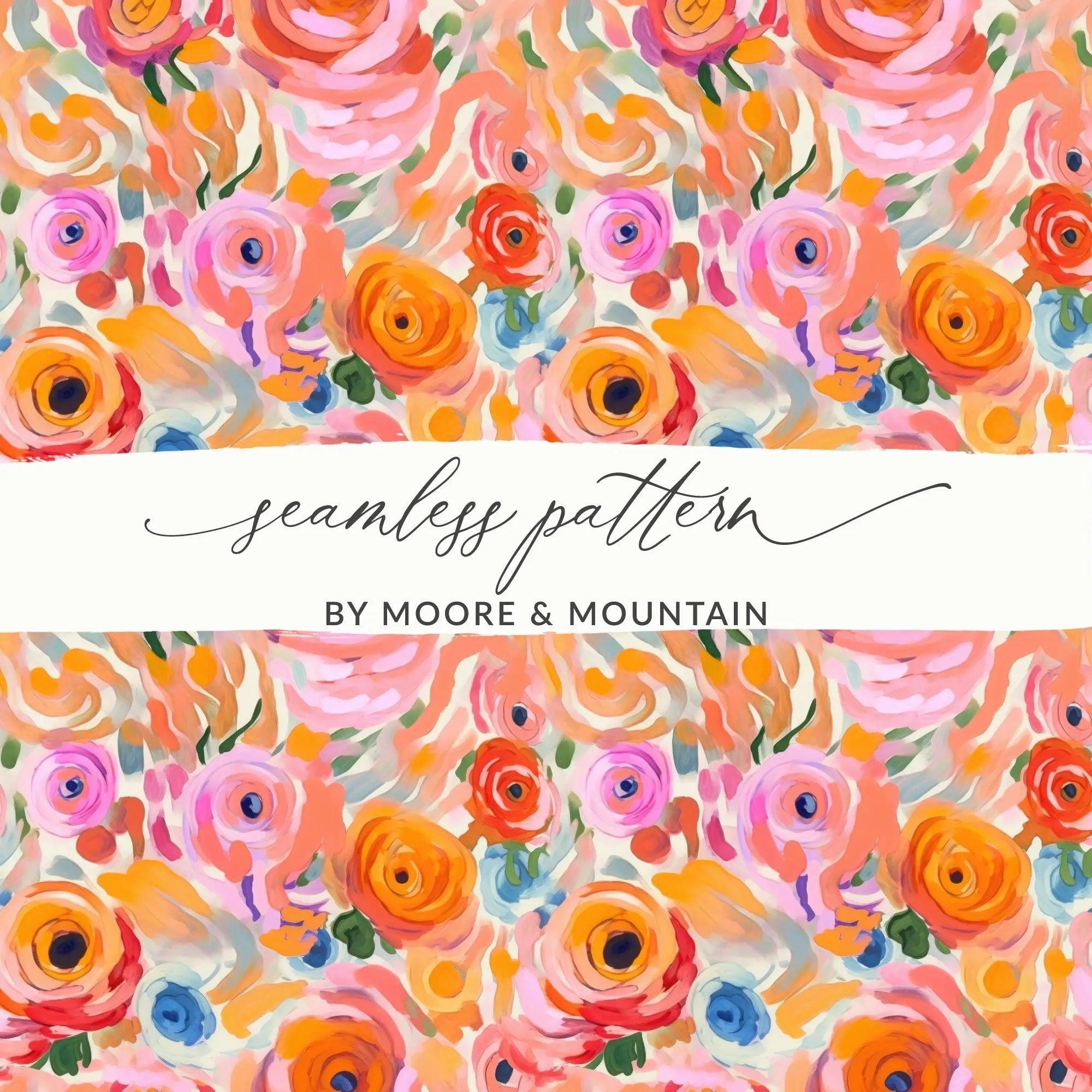 Floral Seamless Pattern, Digital Paper Pack, Rose Repeat Pattern, Watercolor Texture, Flower Illustration, Fabric Design, DIY Projects - Moore and Mountain