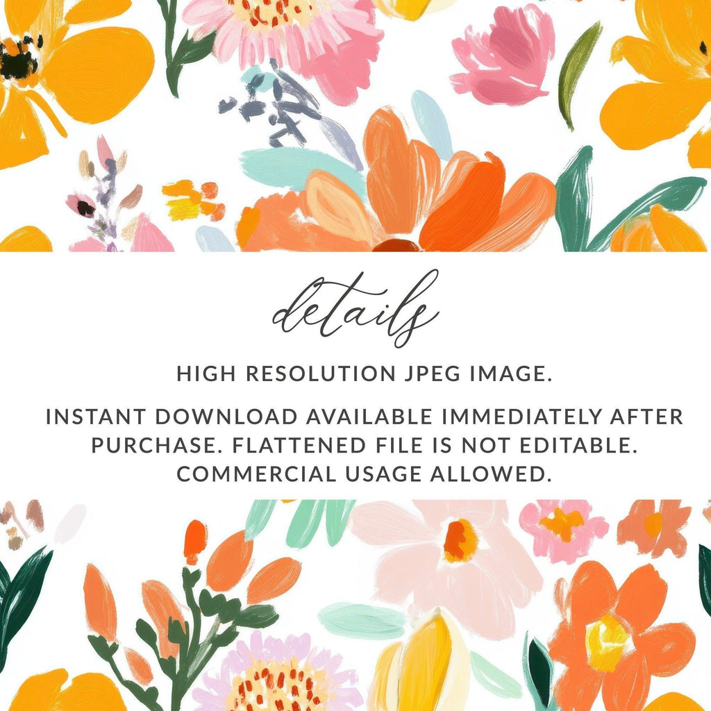 Floral Seamless Pattern Digital Paper, Painted Flower Pattern, Spring Summer Fabric Design, Floral Print Digital, Commercial Use - Moore and Mountain