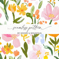 Floral Seamless Pattern Digital Paper, Painted Flowers, Watercolor Digital, Spring Fabric Design, Botanical Print, Scrapbook Paper - Moore and Mountain