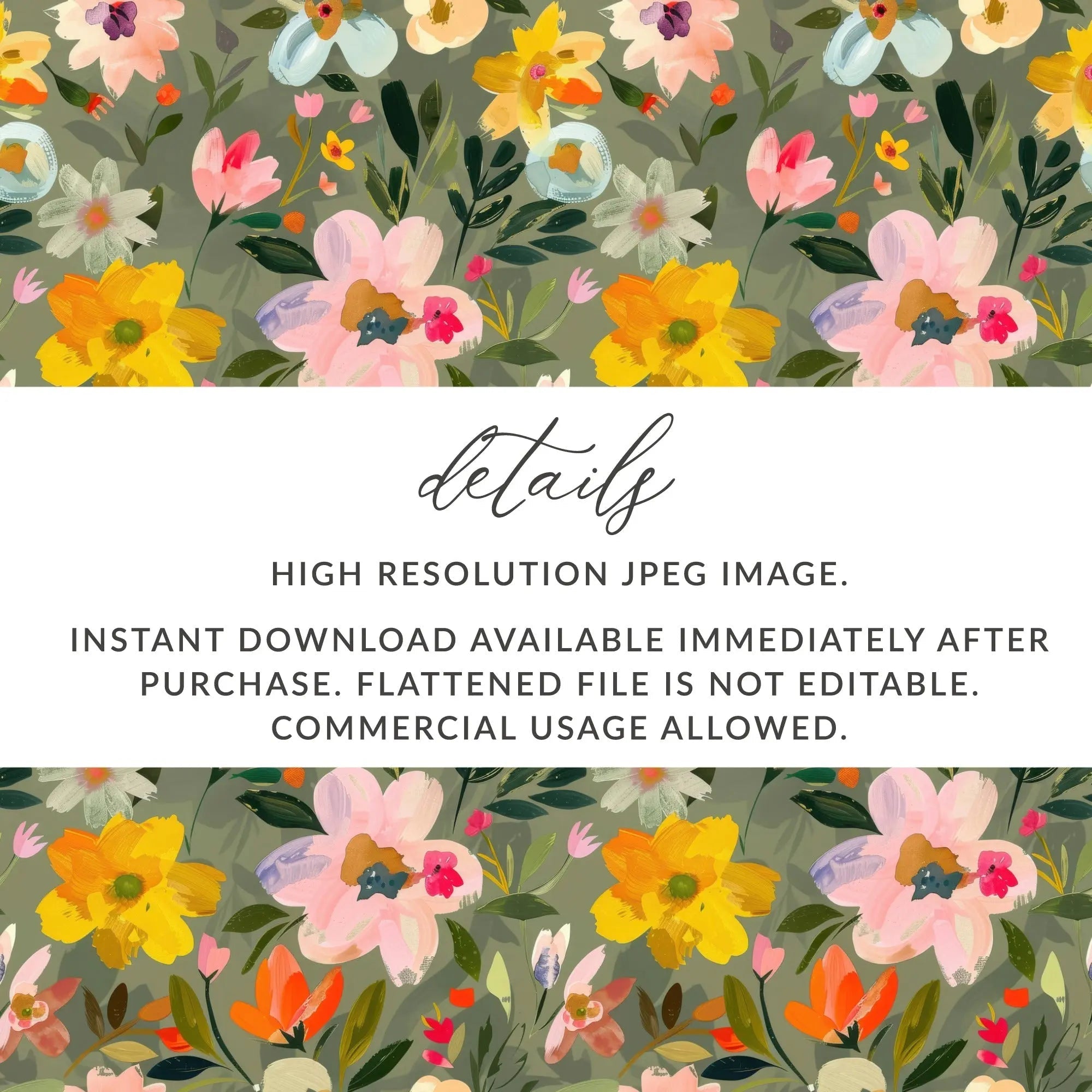 Floral Seamless Pattern Digital Paper, Painterly Flowers Background, Pastel Flower Print, Fabric Design, Scrapbook Paper, Digital Download - Moore and Mountain