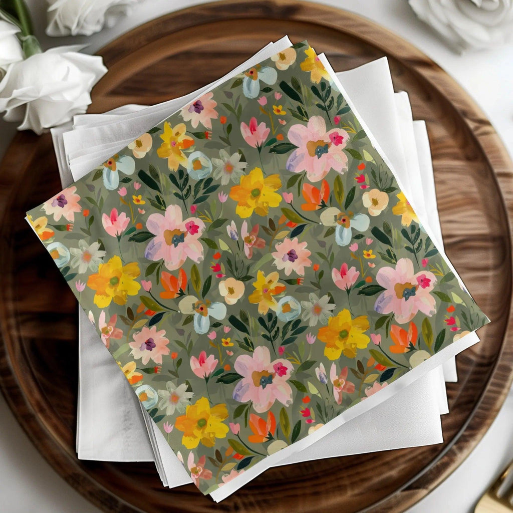 Floral Seamless Pattern Digital Paper, Painterly Flowers Background, Pastel Flower Print, Fabric Design, Scrapbook Paper, Digital Download - Moore and Mountain