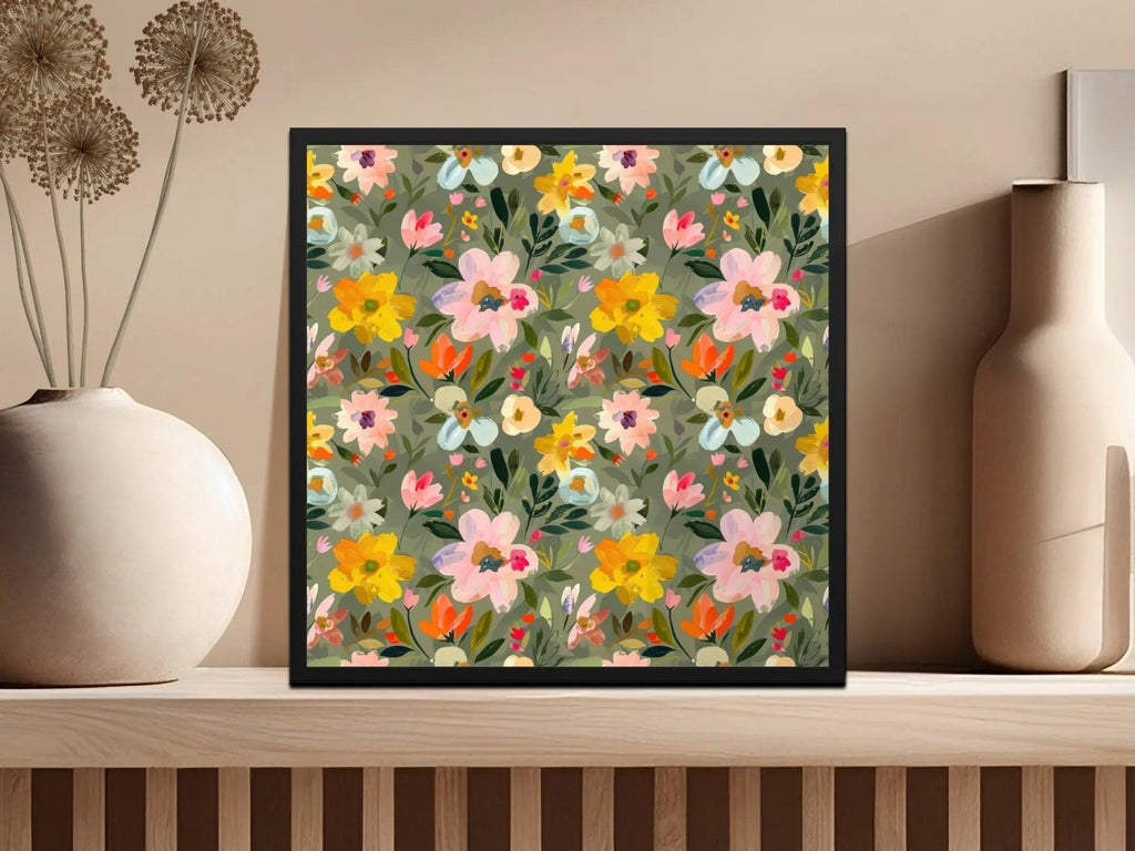 Floral Seamless Pattern Digital Paper, Painterly Flowers Background, Pastel Flower Print, Fabric Design, Scrapbook Paper, Digital Download - Moore and Mountain