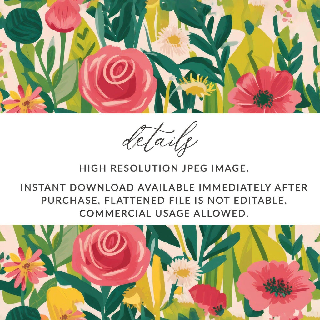 Floral Seamless Pattern Digital Paper, Rose Flower Pattern, Botanical Repeat Pattern, Fabric Design, Commercial Use, Scrapbooking Paper - Moore and Mountain
