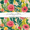 Floral Seamless Pattern Digital Paper, Rose Flower Pattern, Botanical Repeat Pattern, Fabric Design, Commercial Use, Scrapbooking Paper - Moore and Mountain