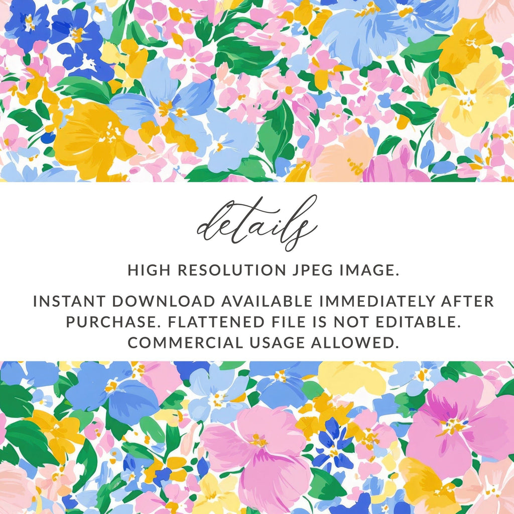 Floral Seamless Pattern, Digital Paper, Watercolor Flower Design, Fabric Print, Printable Background, Scrapbooking Paper, Pastel Palette - Moore and Mountain