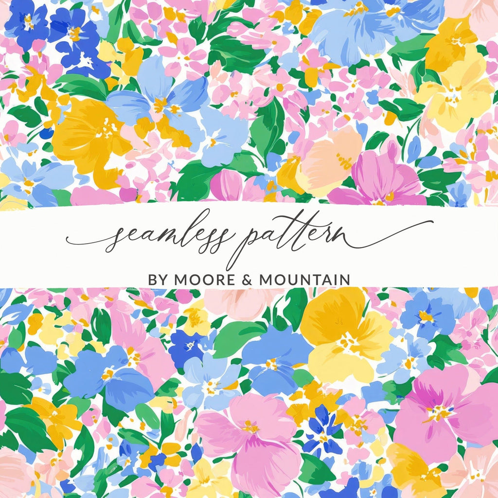 Floral Seamless Pattern, Digital Paper, Watercolor Flower Design, Fabric Print, Printable Background, Scrapbooking Paper, Pastel Palette - Moore and Mountain