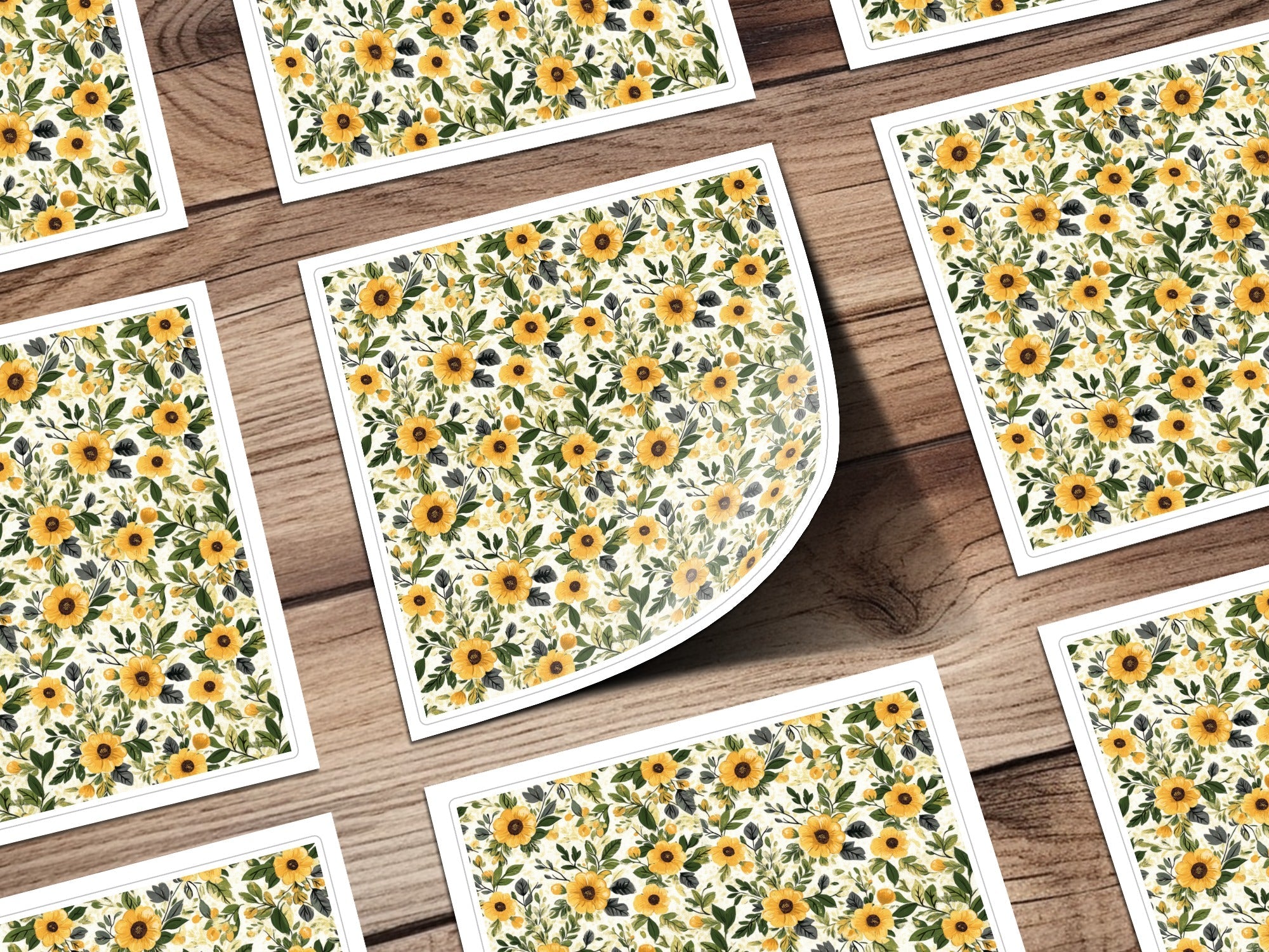Floral Seamless Pattern Digital Paper, Yellow Flowers, Floral Background, Printable Fabric Design, Scrapbooking, Commercial Use - Moore and Mountain