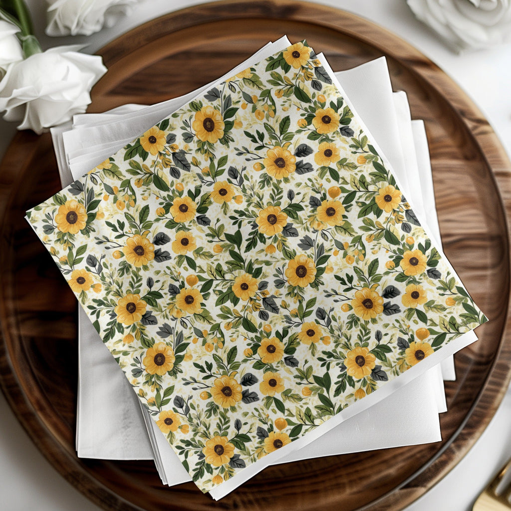Floral Seamless Pattern Digital Paper, Yellow Flowers, Floral Background, Printable Fabric Design, Scrapbooking, Commercial Use - Moore and Mountain