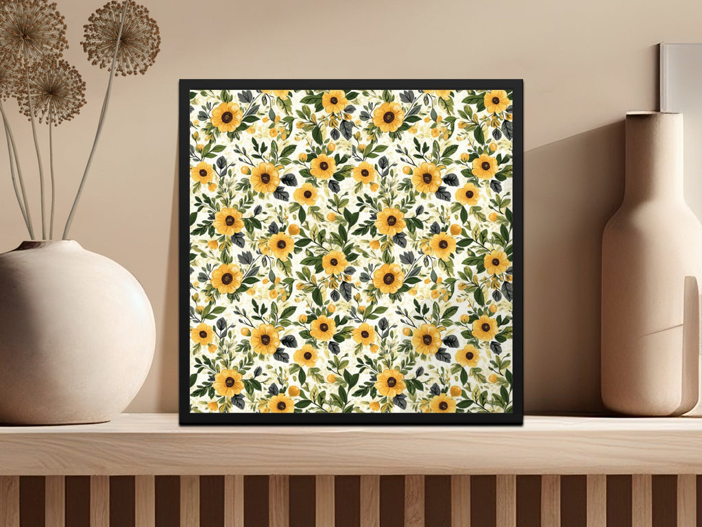 Floral Seamless Pattern Digital Paper, Yellow Flowers, Floral Background, Printable Fabric Design, Scrapbooking, Commercial Use - Moore and Mountain