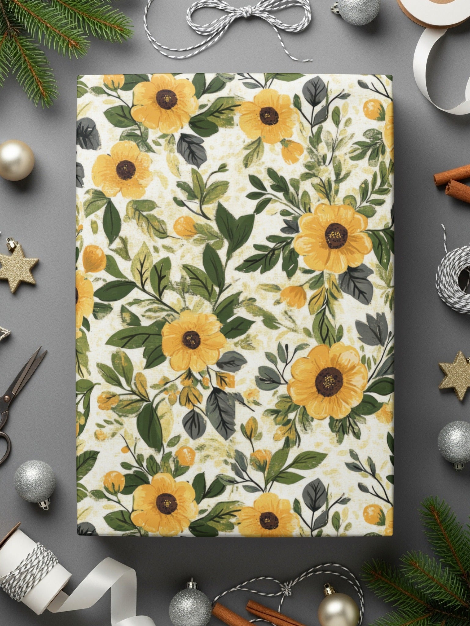 Floral Seamless Pattern Digital Paper, Yellow Flowers, Floral Background, Printable Fabric Design, Scrapbooking, Commercial Use - Moore and Mountain