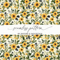 Floral Seamless Pattern Digital Paper, Yellow Flowers, Floral Background, Printable Fabric Design, Scrapbooking, Commercial Use - Moore and Mountain