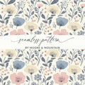Floral Seamless Pattern Digital, Pastel Flower Repeat Pattern, Scrapbook Paper Digital, Print on Demand, Fabric Design, 12x12 JPEG - Moore and Mountain
