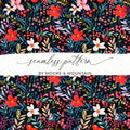 Floral Seamless Pattern Digital, Red Flowers Printable, Dark Floral Pattern, Berry Background Digital, Fabric Design Download - Moore and Mountain
