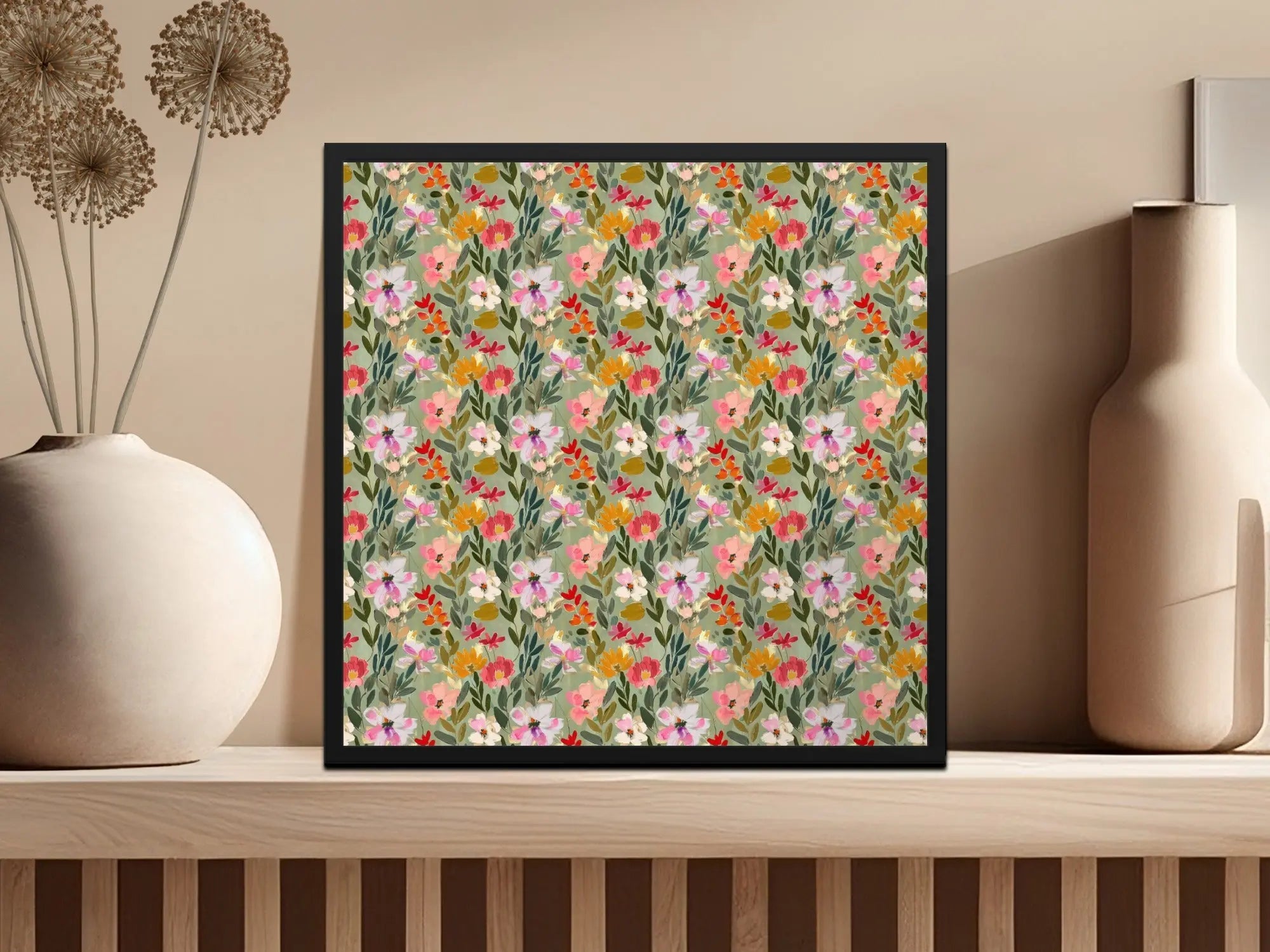 Floral Seamless Pattern Digital, Watercolor Flower Repeat, Colorful Botanical Print, Fabric Design, Paper Craft Digital, 12x12 JPEG - Moore and Mountain