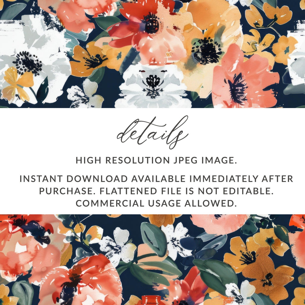 Floral Seamless Pattern Digital, Watercolor Flowers, Repeating Flower Background, Printable Design, Surface Pattern Design, Fabric Design - Moore and Mountain
