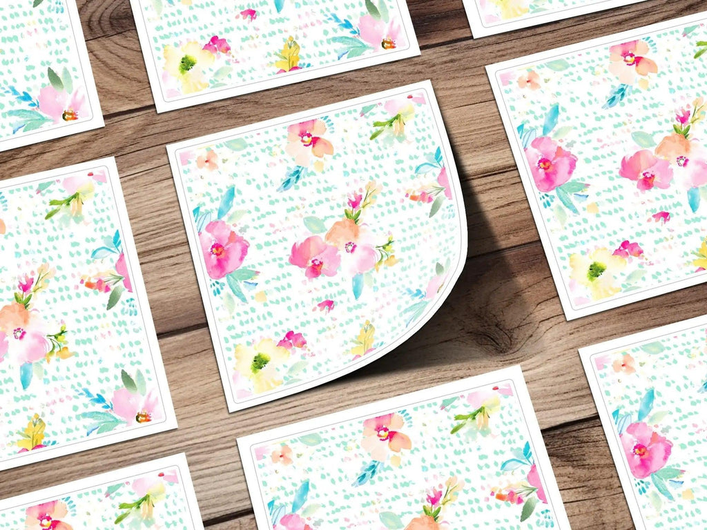 Floral Seamless Pattern Digital, Watercolor Flowers, Seamless Digital Paper, Watercolor Floral Digital Paper, Pink, Teal and Yellow - Moore and Mountain