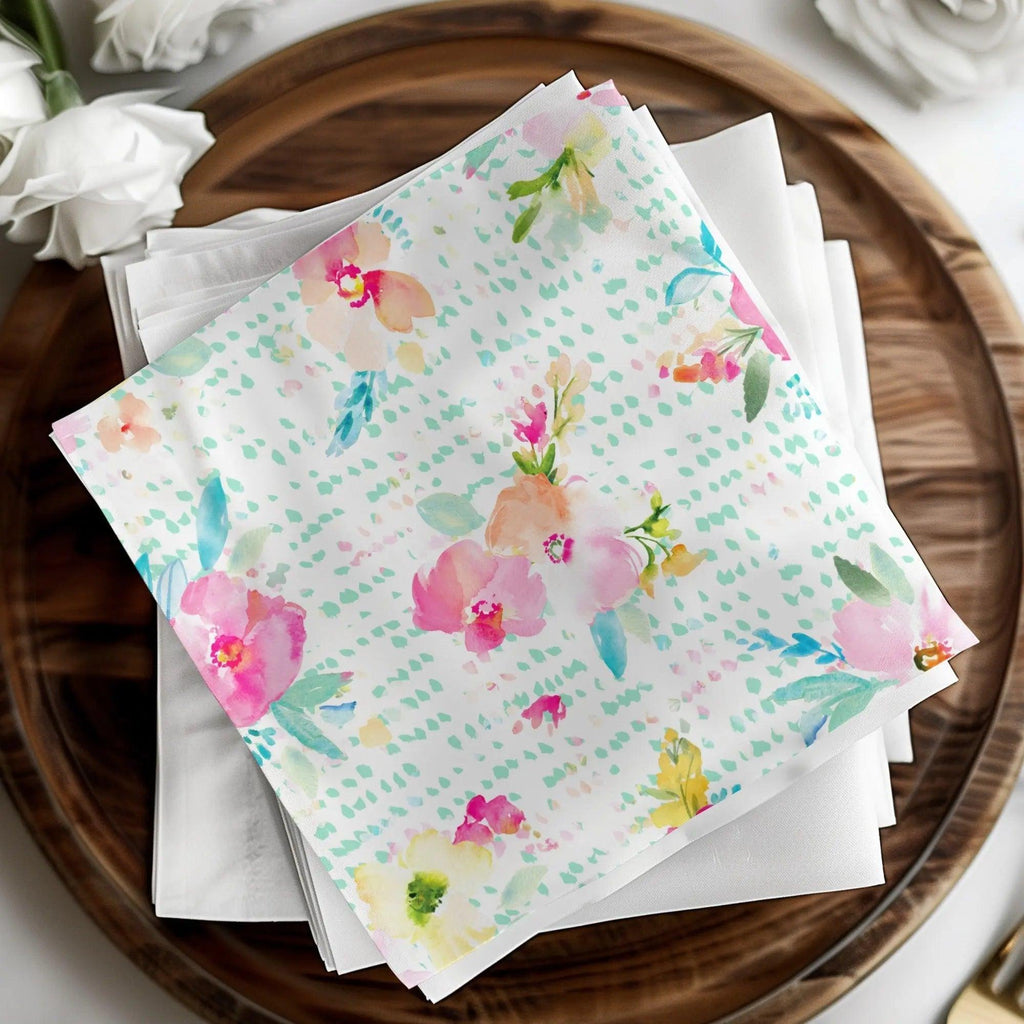 Floral Seamless Pattern Digital, Watercolor Flowers, Seamless Digital Paper, Watercolor Floral Digital Paper, Pink, Teal and Yellow - Moore and Mountain
