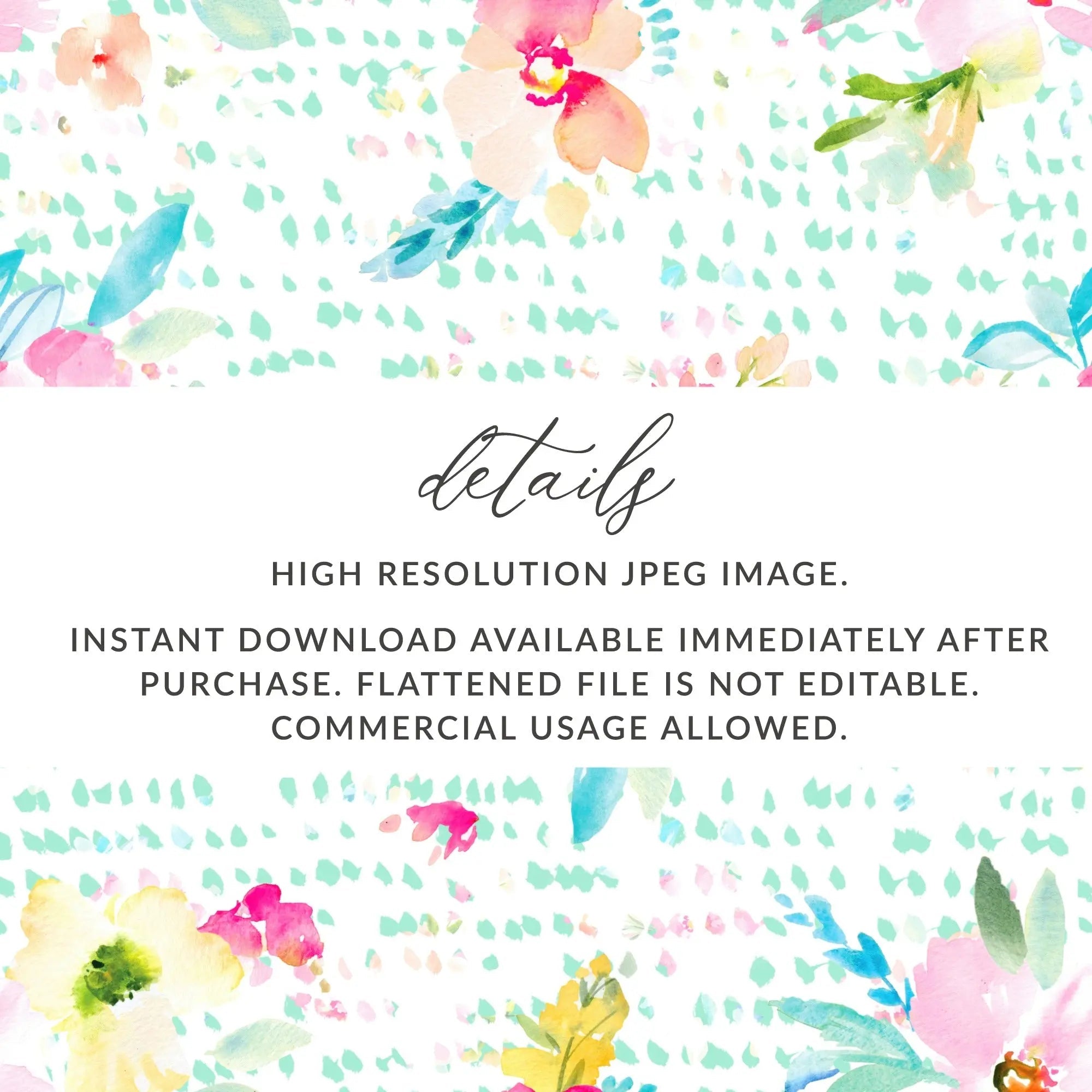Floral Seamless Pattern Digital, Watercolor Flowers, Seamless Digital Paper, Watercolor Floral Digital Paper, Pink, Teal and Yellow - Moore and Mountain
