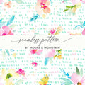 Floral Seamless Pattern Digital, Watercolor Flowers, Seamless Digital Paper, Watercolor Floral Digital Paper, Pink, Teal and Yellow - Moore and Mountain