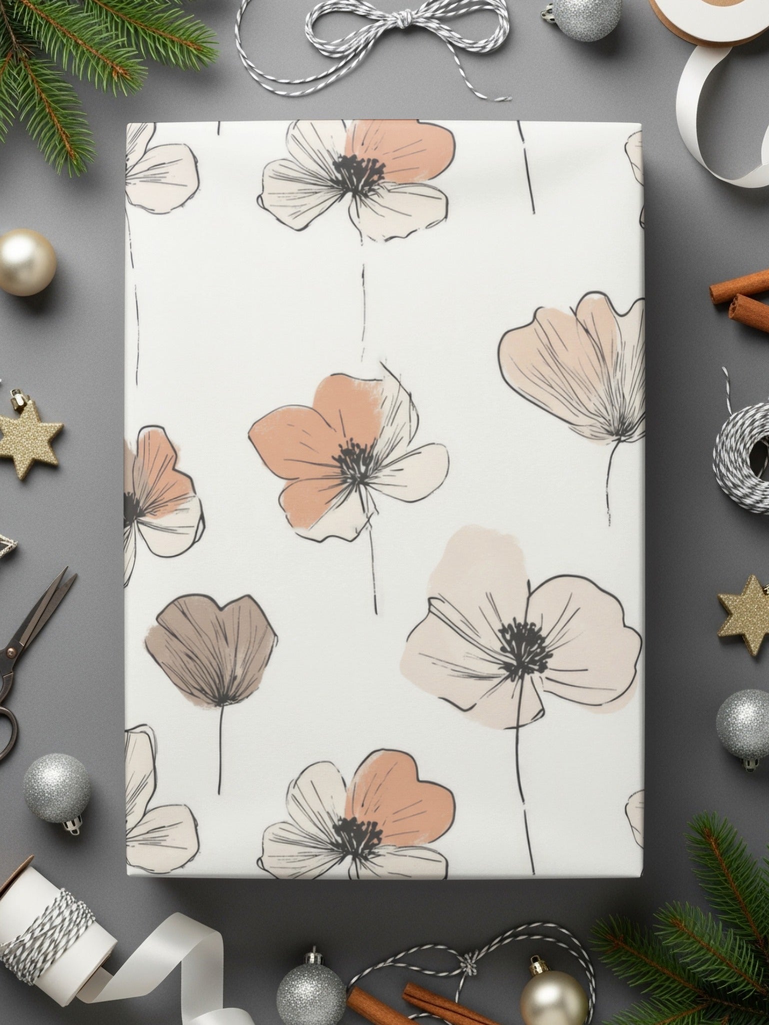 Floral Seamless Pattern, Flower Digital Paper, Neutral Botanical Pattern, Fabric Design, Textile Print, Floral Background, Digital Download - Moore and Mountain