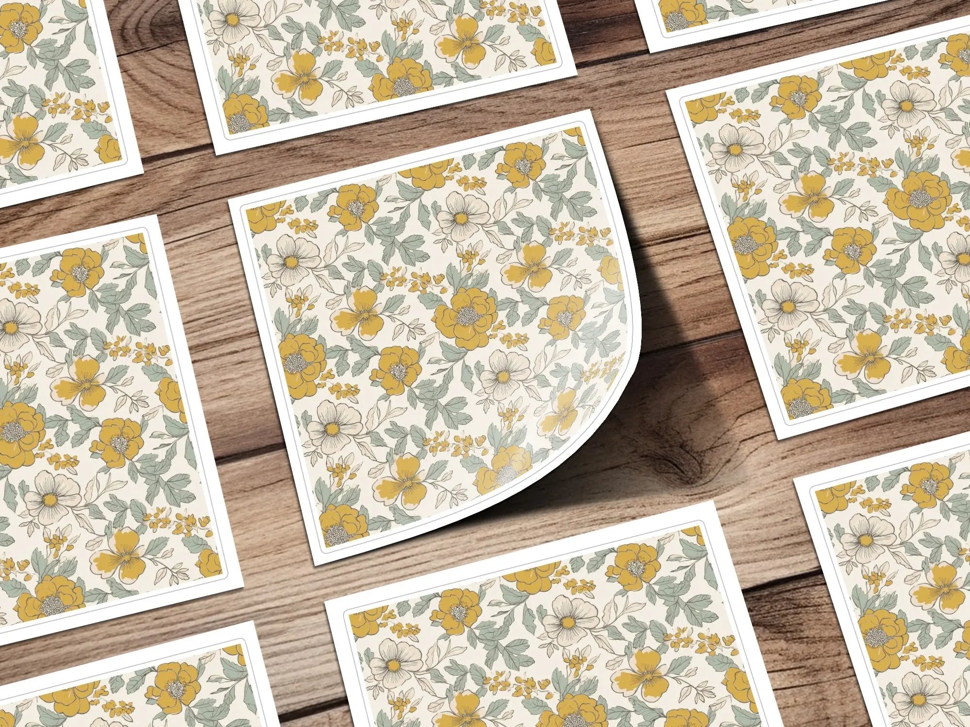 Floral Seamless Pattern, Mustard Yellow, Digital Paper, Commercial Use, Flower Design, 12x12 JPEG, Print On Demand, Scrapbooking - Moore and Mountain