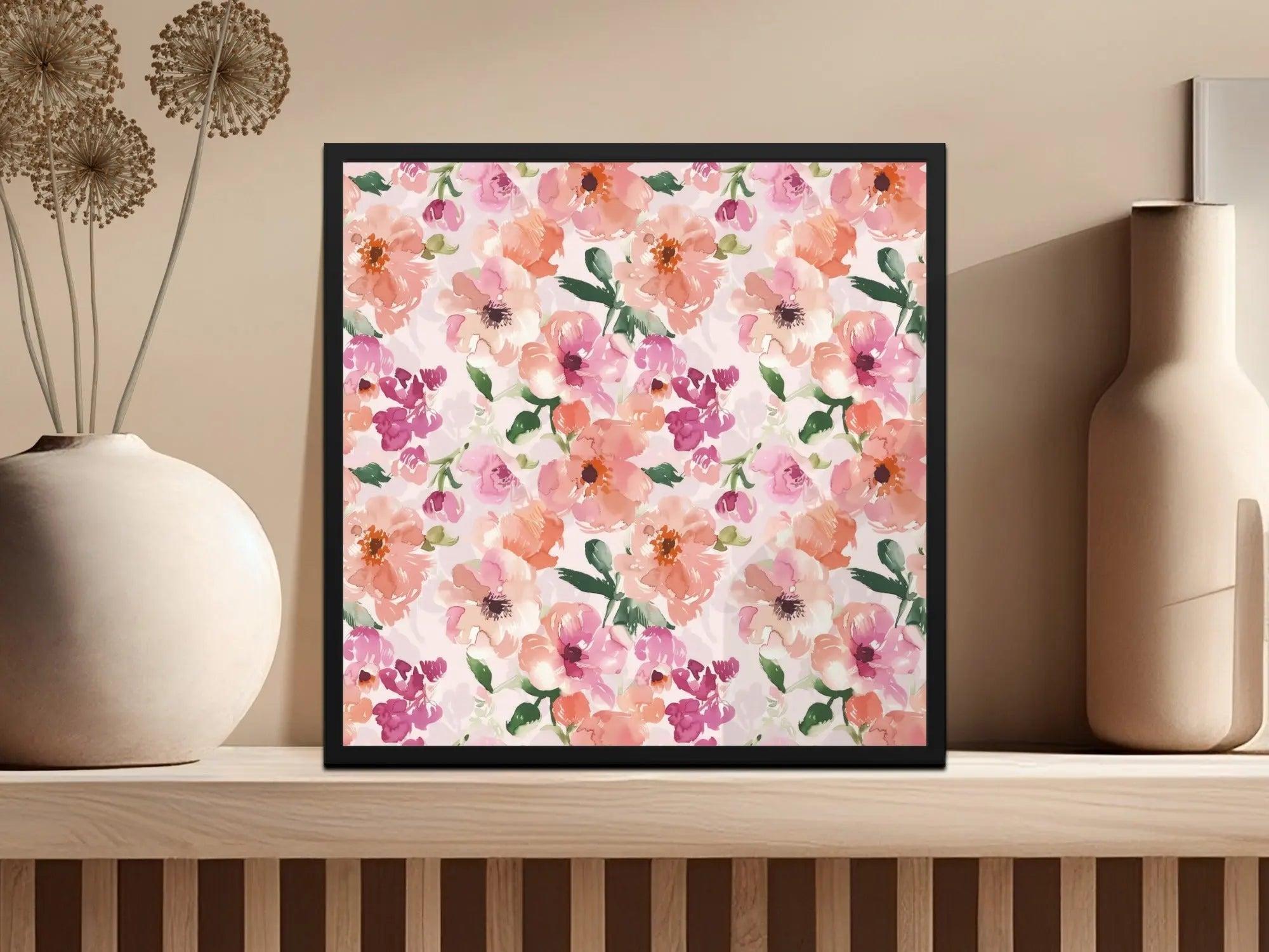 Floral Seamless Pattern, Watercolor Flower Digital Paper, Peony Fabric Design, Blush Pink Repeat Pattern, Floral Background Digital - Moore and Mountain