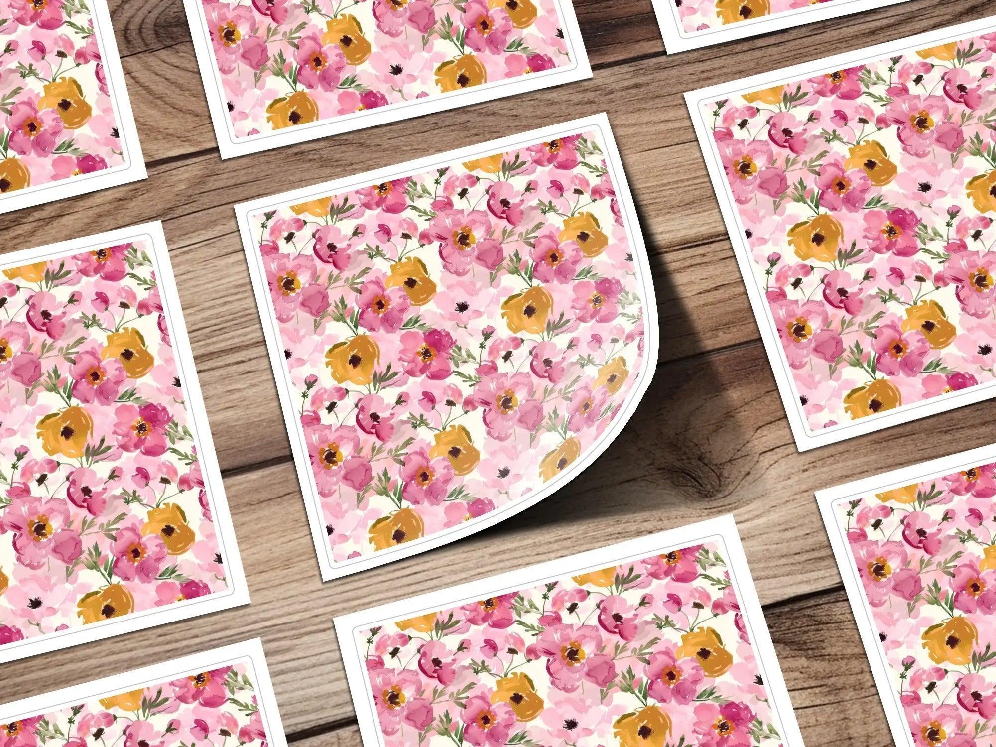 Floral Seamless Pattern, Watercolor Flower Digital Paper, Pink Yellow Blossom Design, Fabric Pattern Download, Scrapbook Paper - Moore and Mountain