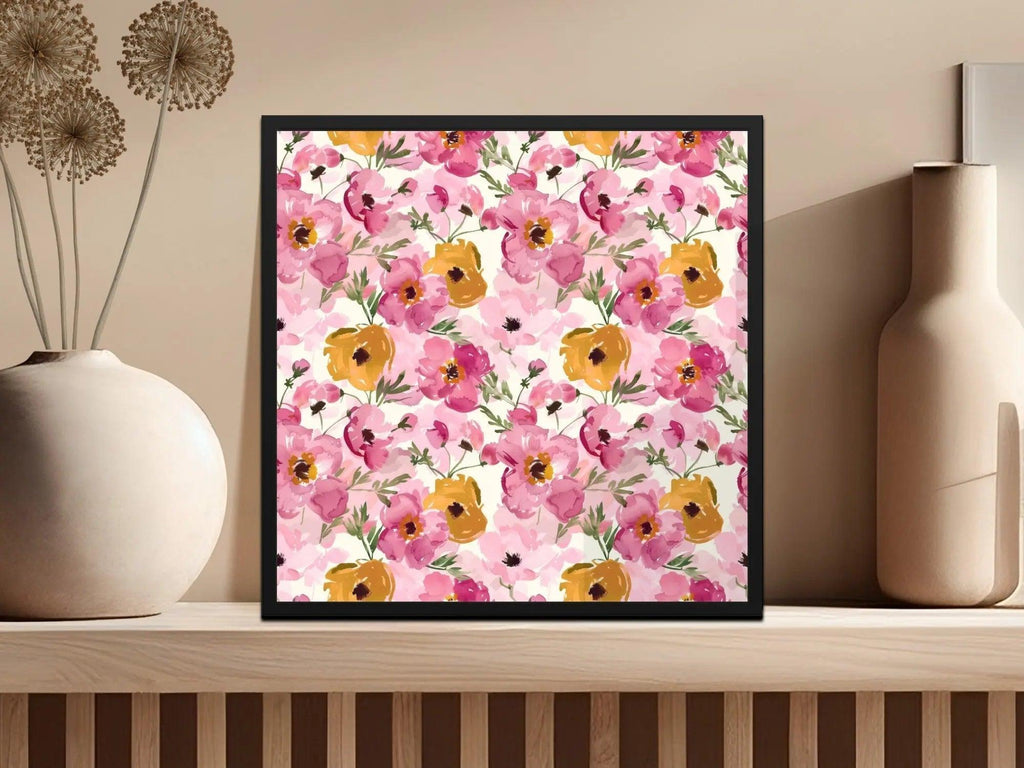 Floral Seamless Pattern, Watercolor Flower Digital Paper, Pink Yellow Blossom Design, Fabric Pattern Download, Scrapbook Paper - Moore and Mountain