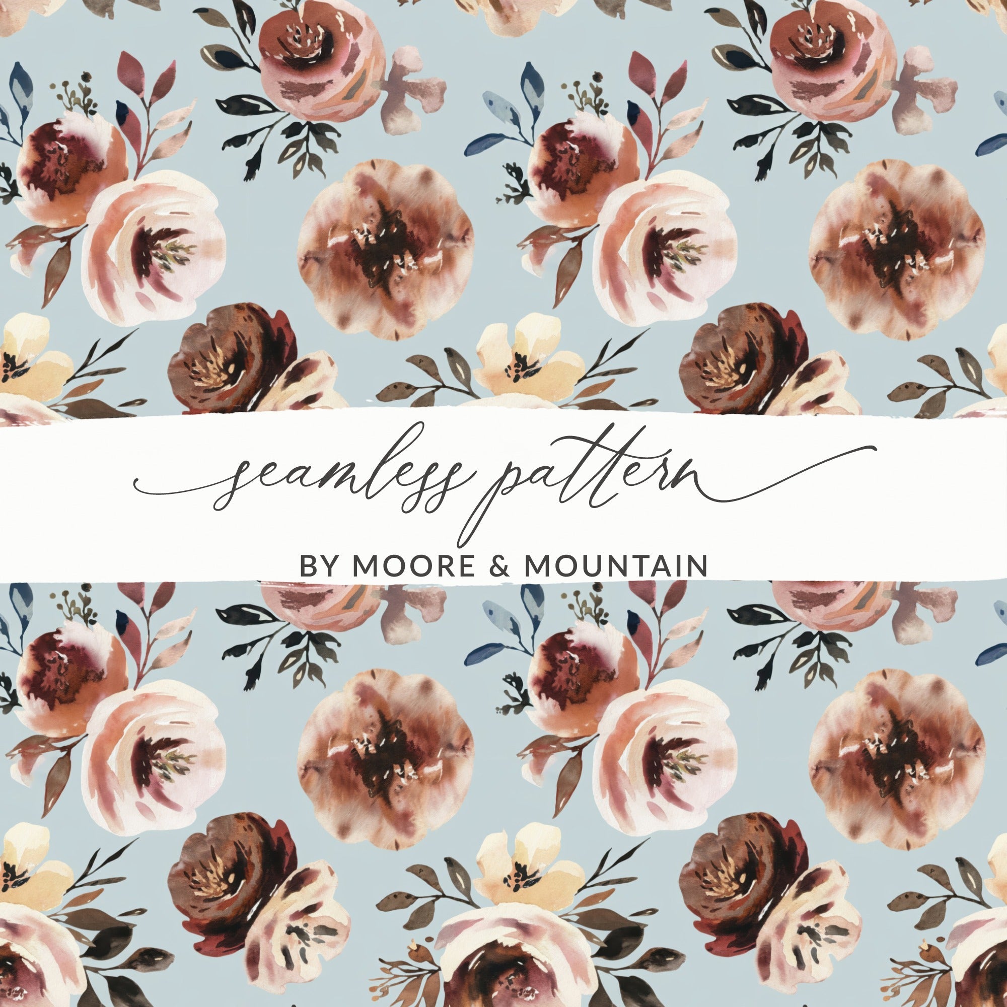 Floral Seamless Pattern, Watercolor Flowers, Digital Paper, Scrapbooking Paper, Floral Digital Download, Fabric Design, Rose Design - Moore and Mountain