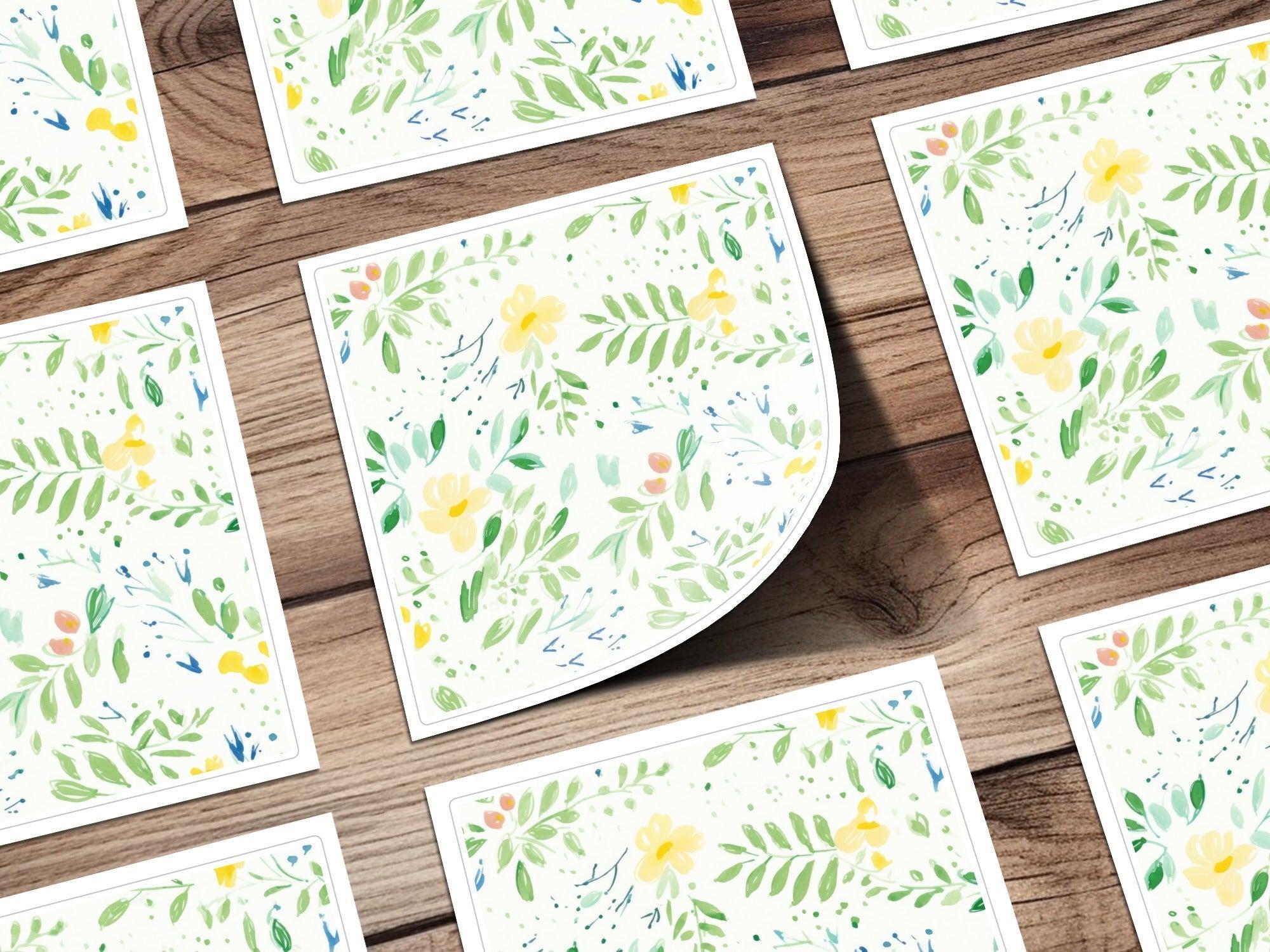 Floral Seamless Pattern, Watercolor Flowers Digital Paper, Yellow Blooms Design, Botanical Print, Fabric Design, Scrapbooking, 12x12 inch - Moore and Mountain
