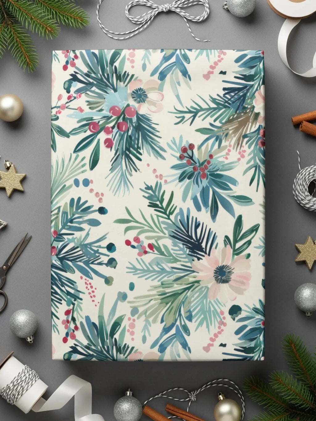 Floral Seamless Pattern, Winter Digital Paper, Christmas Digital Paper, JPEG Pattern, Fabric Design, Surface Pattern, Digital Download - Moore and Mountain
