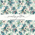 Floral Seamless Pattern, Winter Digital Paper, Christmas Digital Paper, JPEG Pattern, Fabric Design, Surface Pattern, Digital Download - Moore and Mountain