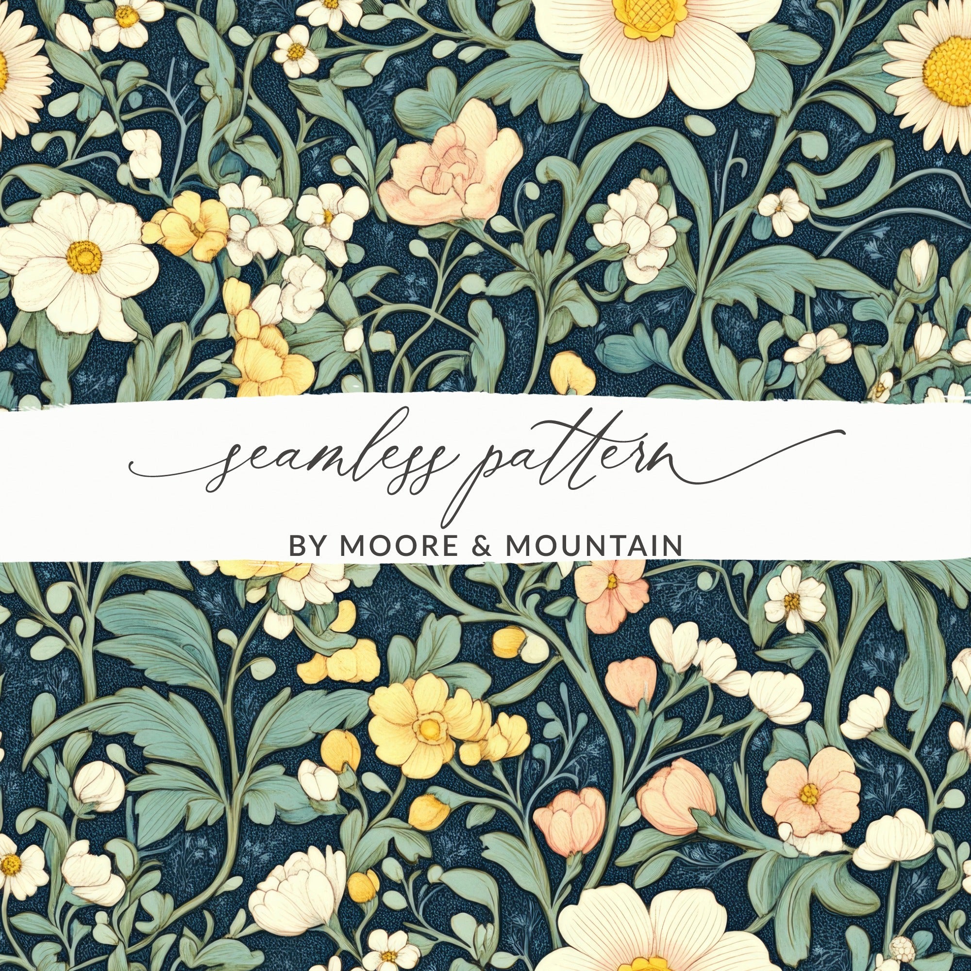 Floral Seamless Patterns, Digital Download, Flower Patterns, Floral Wallpaper, Surface Design, Floral Fabric, Repeating Pattern - Moore and Mountain