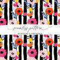 Floral Stripe Digital Paper, Modern Flower Pattern, Seamless Pattern, Colorful Flowers, Striped Background, Digital Download - Moore and Mountain