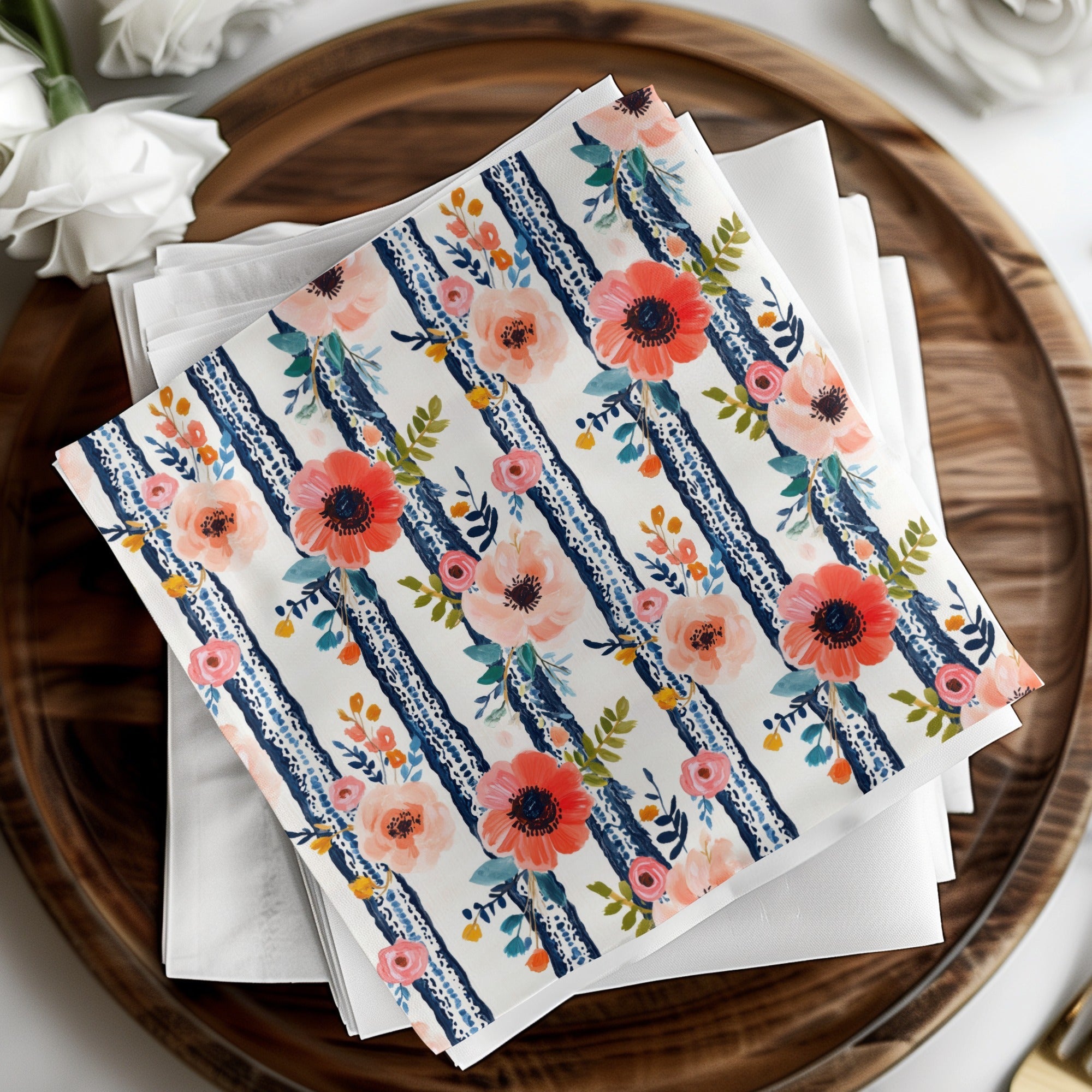 Floral Stripe Digital Paper, Seamless Pattern, Flower Background, Commercial Use, Trendy Floral Digital Products, Flower Digital Design - Moore and Mountain