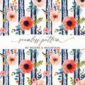 Floral Stripe Digital Paper, Seamless Pattern, Flower Background, Commercial Use, Trendy Floral Digital Products, Flower Digital Design - Moore and Mountain
