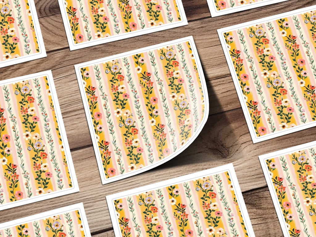 Floral Stripe Seamless Pattern Digital, Flower Clipart, Repeating Design, Fabric Design, Scrapbook Paper, Trendy Digital Paper Pack - Moore and Mountain