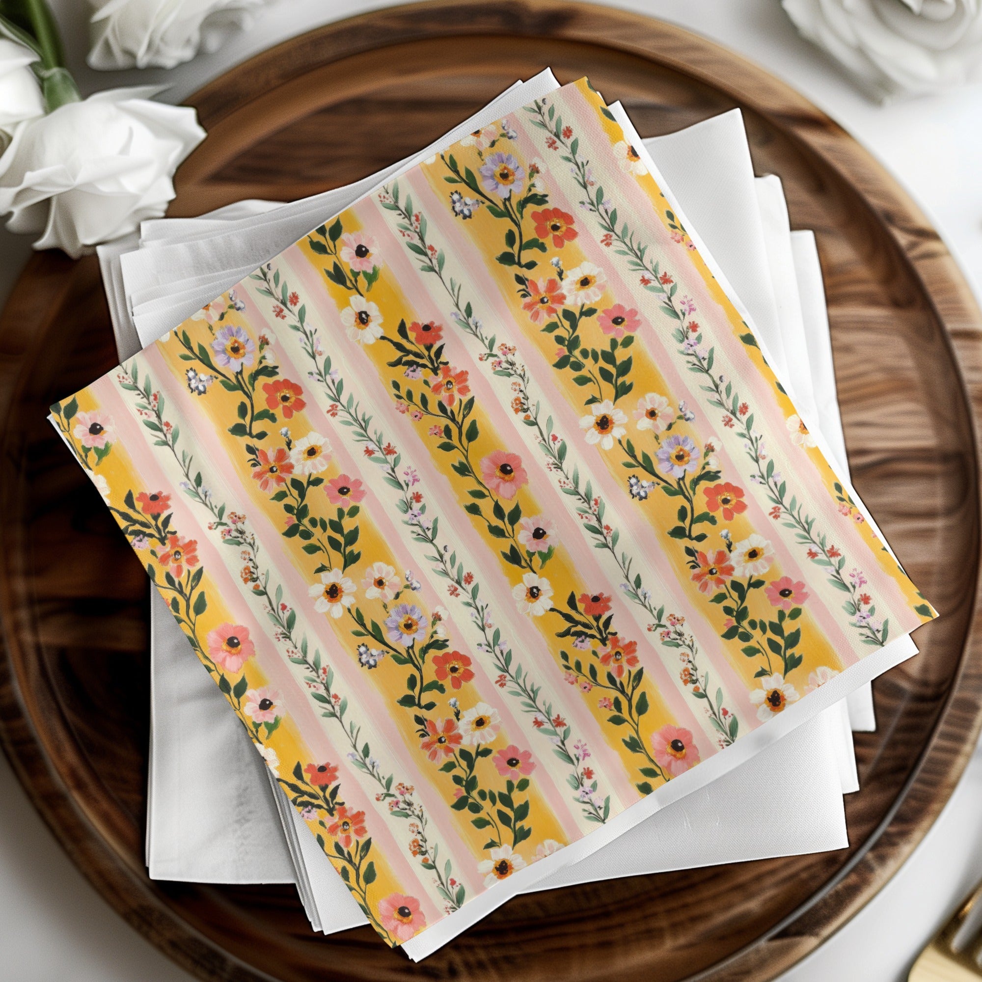 Floral Stripe Seamless Pattern Digital, Flower Clipart, Repeating Design, Fabric Design, Scrapbook Paper, Trendy Digital Paper Pack - Moore and Mountain