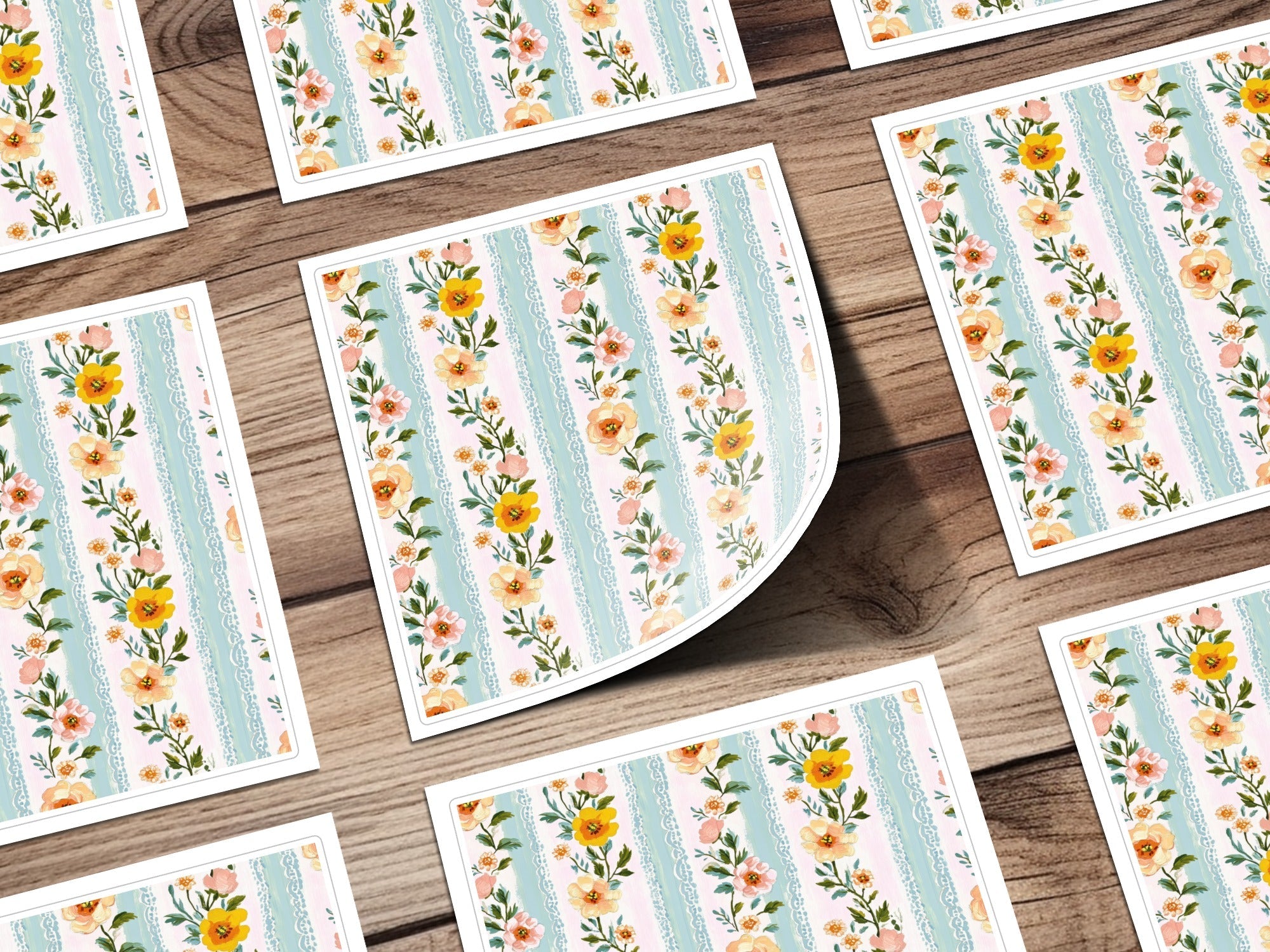 Floral Stripe Seamless Pattern Digital Paper, Shabby Chic Fabric Design, Cottagecore Print, Vintage Flower Digital Download, JPEG Files - Moore and Mountain