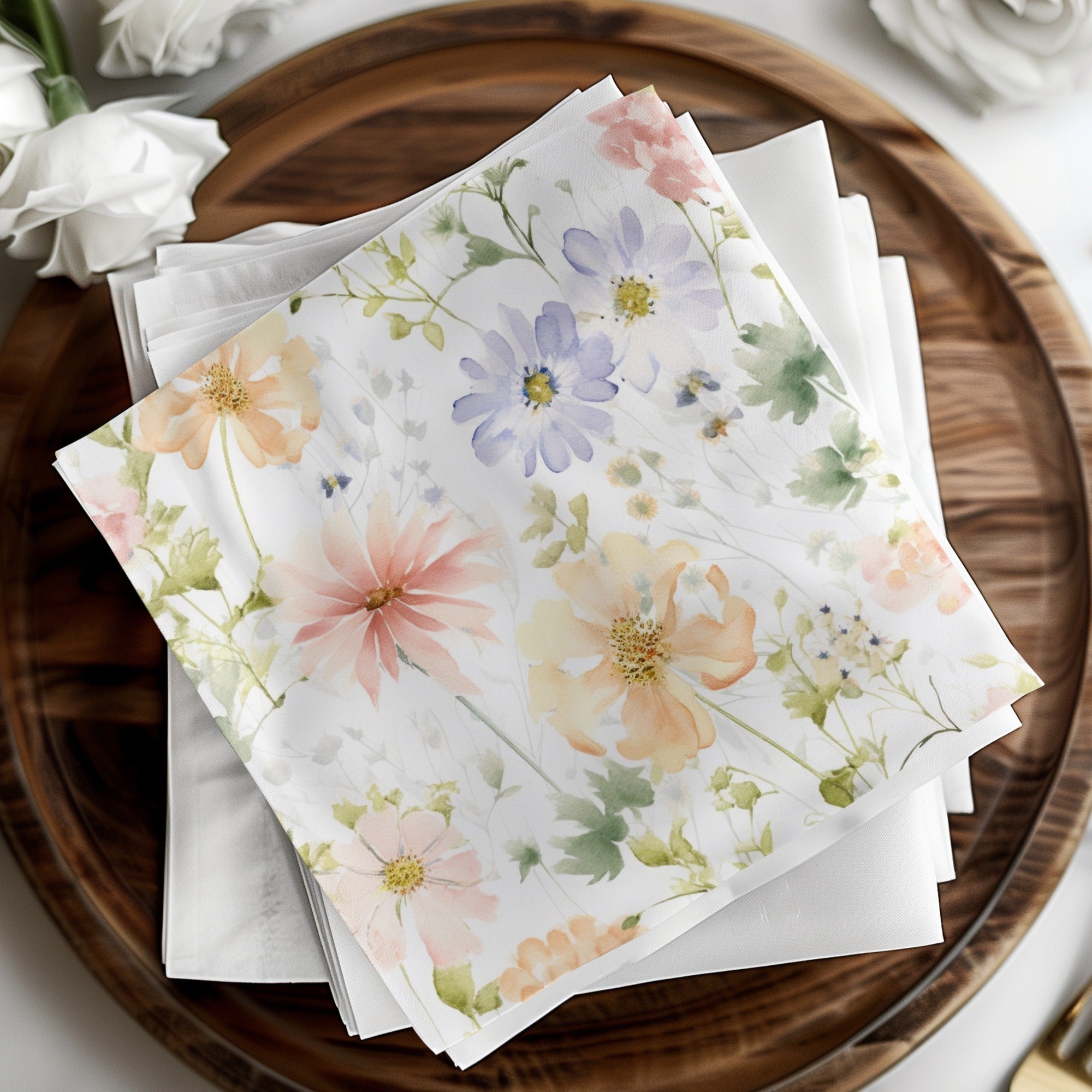 Floral Watercolor Digital Paper, Seamless Flower Pattern, Delicate Blossom, Soft Colors, Scrapbooking Paper, Printable Paper - Moore and Mountain