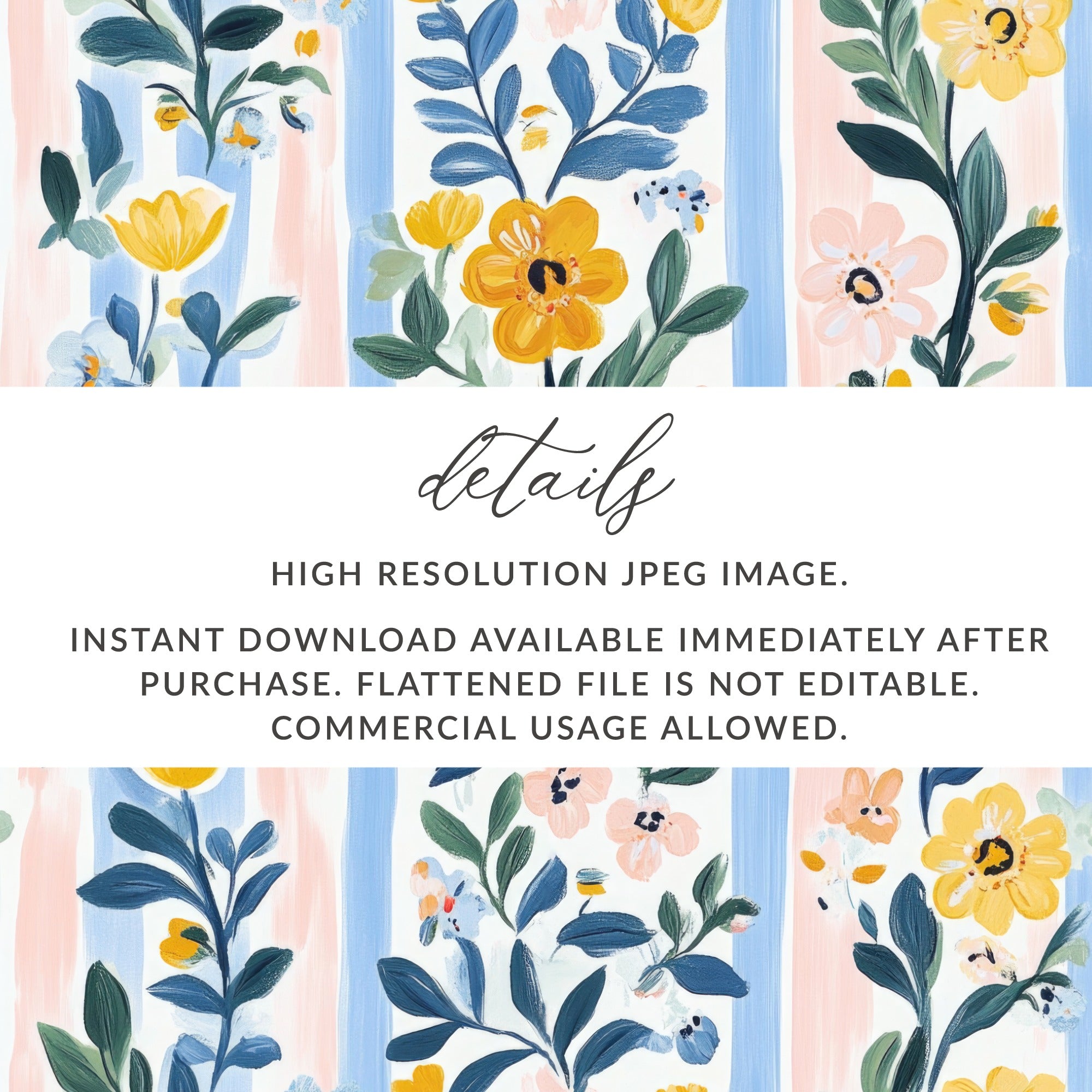 Floral with Vertical Stripes Seamless Grandmillenial Digital - Moore and Mountain