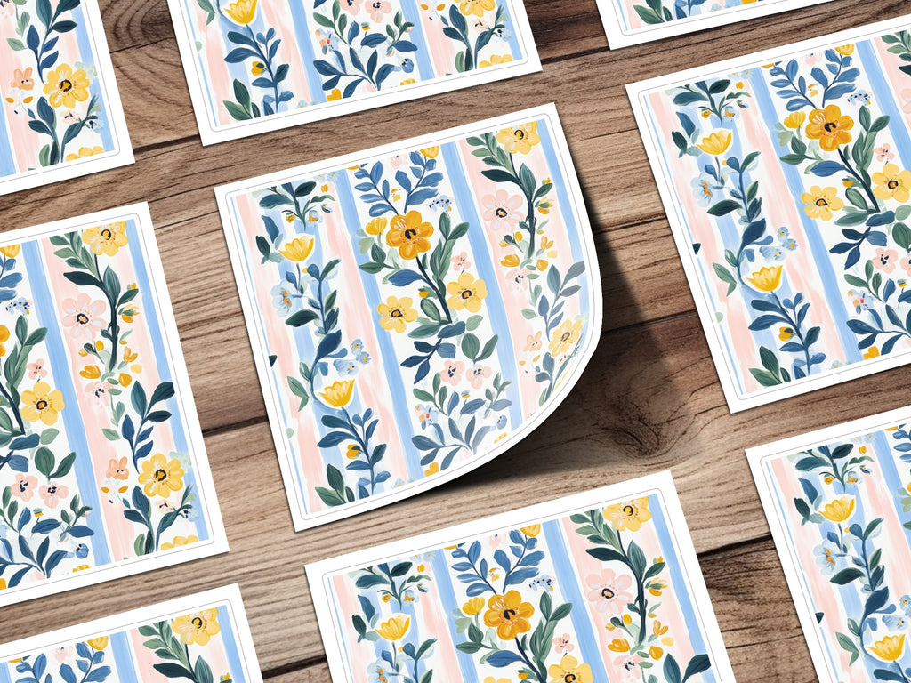 Floral with Vertical Stripes Seamless Grandmillenial Digital - Moore and Mountain