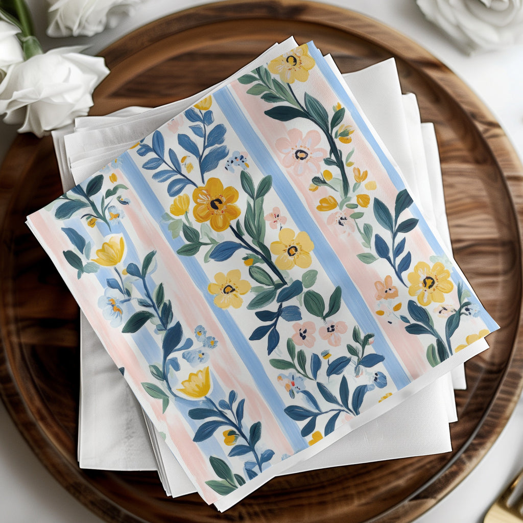 Floral with Vertical Stripes Seamless Grandmillenial Digital - Moore and Mountain