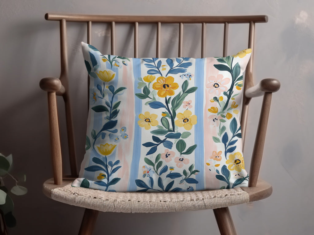 Floral with Vertical Stripes Seamless Grandmillenial Digital - Moore and Mountain