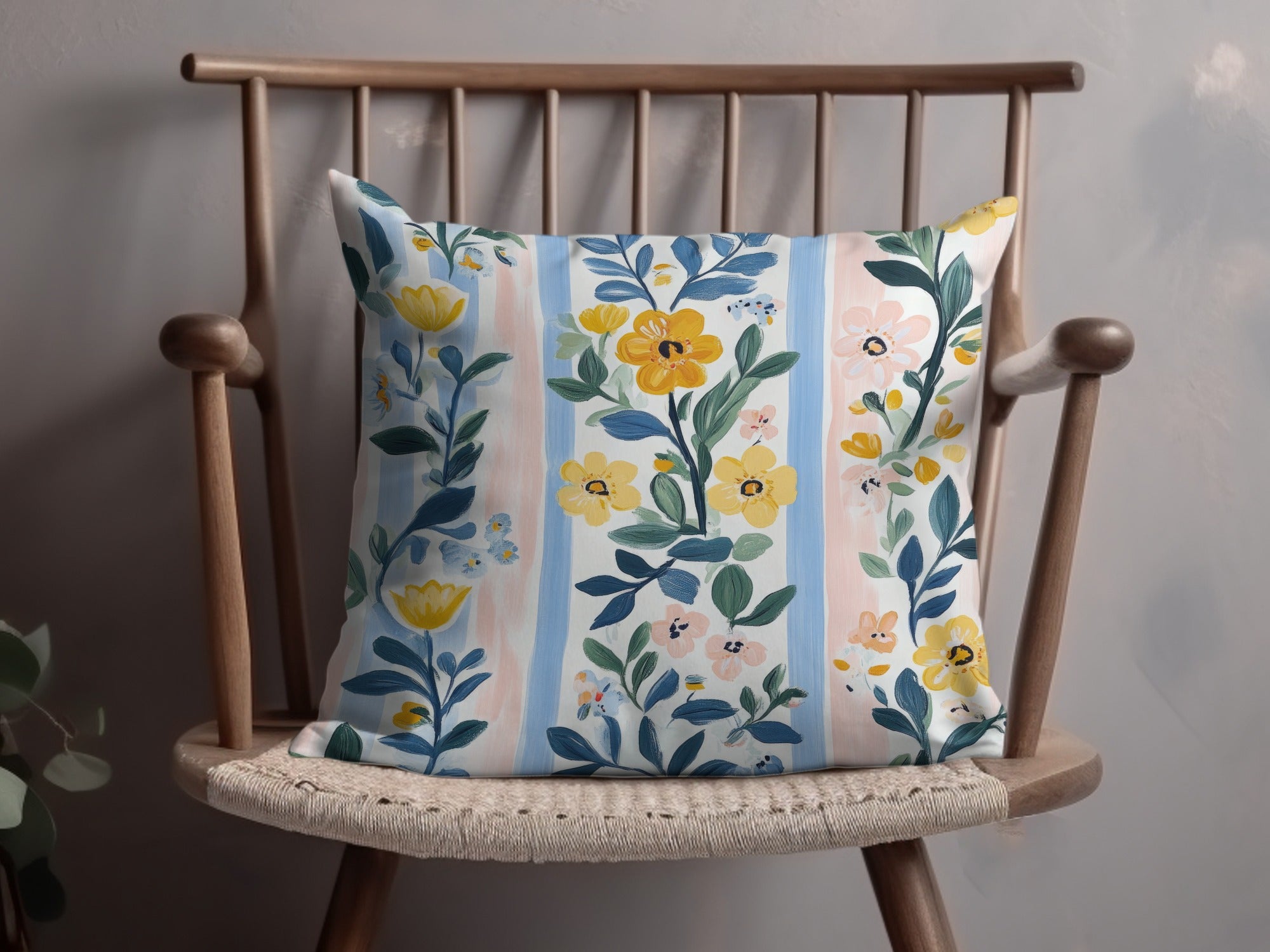Floral with Vertical Stripes Seamless Grandmillenial Digital - Moore and Mountain