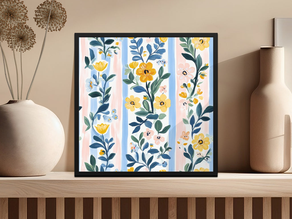 Floral with Vertical Stripes Seamless Grandmillenial Digital - Moore and Mountain