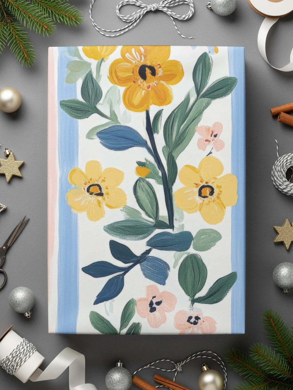 Floral with Vertical Stripes Seamless Grandmillenial Digital - Moore and Mountain