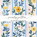 Floral with Vertical Stripes Seamless Grandmillenial Digital - Moore and Mountain
