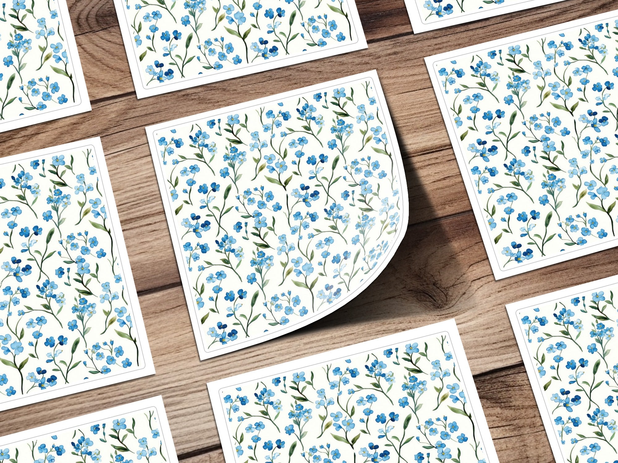 Forget Me Not Digital Paper, Watercolor Floral Pattern, Seamless Background, Fabric Design, Scrapbook Paper, Digital Download - Moore and Mountain